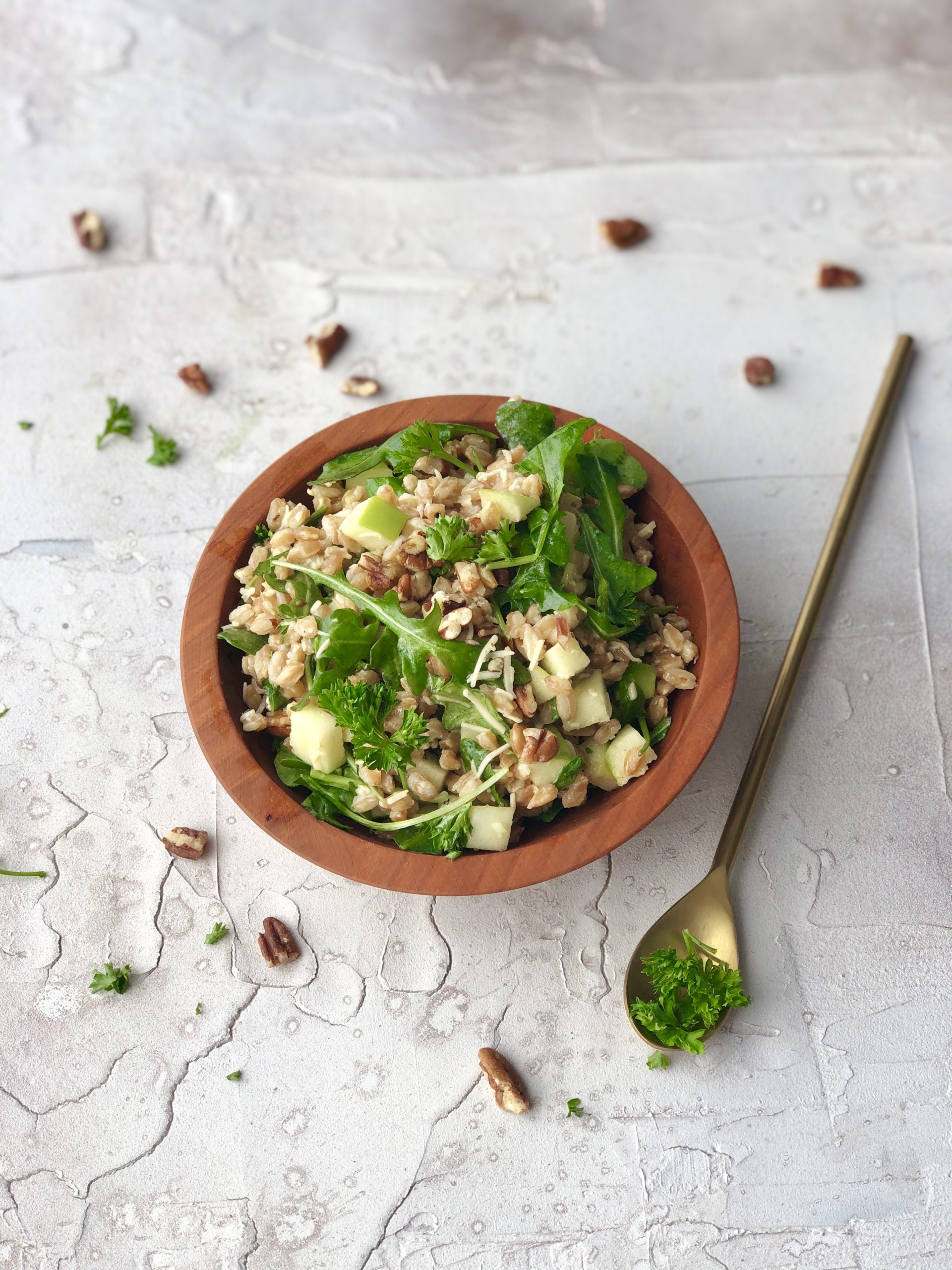 Farro-apple-salad-spring-summer-healthy-fresh-toasted-pecan-meal-fiber-protein-asigo